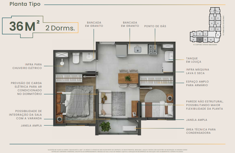 Apartamento à venda com 36m², 2 quartos sem vaga - 26
