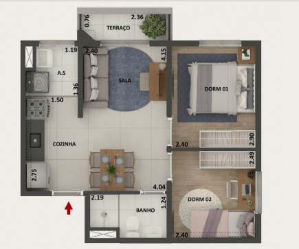 Apartamento à venda com 39m², 2 quartos sem vaga - 50