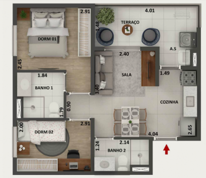 Apartamento à venda com 46m², 2 quartos sem vaga - 50
