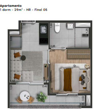 Apartamento à venda com 30m², 1 quarto sem vaga - 17