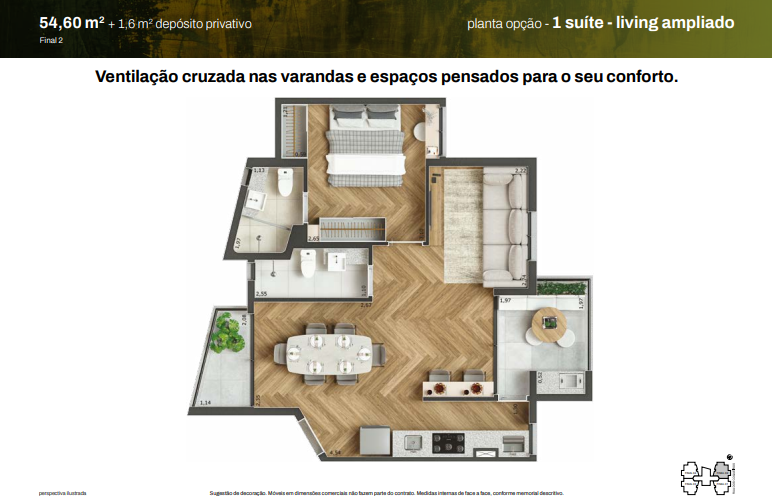 Apartamento à venda com 54m², 1 quarto com vaga - 20