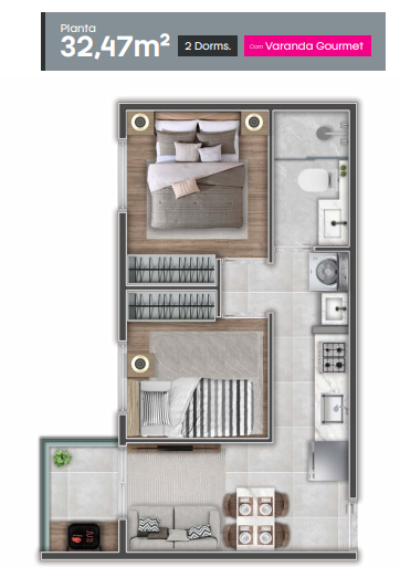 Apartamento à venda com 32m², 2 quartos sem vaga - 21