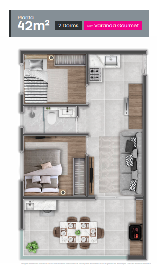 Apartamento à venda com 42m², 2 quartos sem vaga - 21