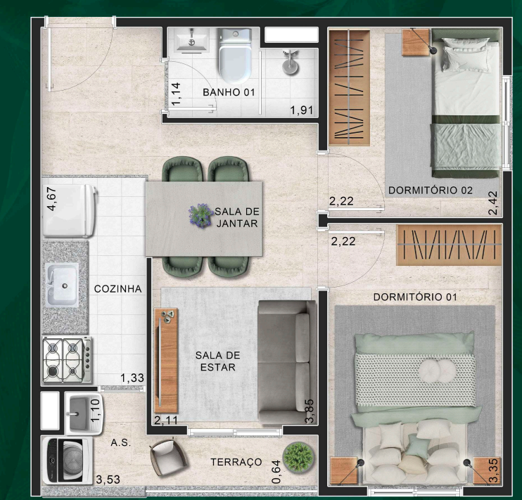 Apartamento à venda com 37m², 2 quartos com vaga - 19