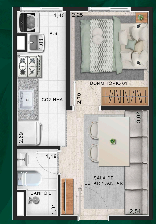 Apartamento à venda com 24m², 1 quarto sem vaga - 19