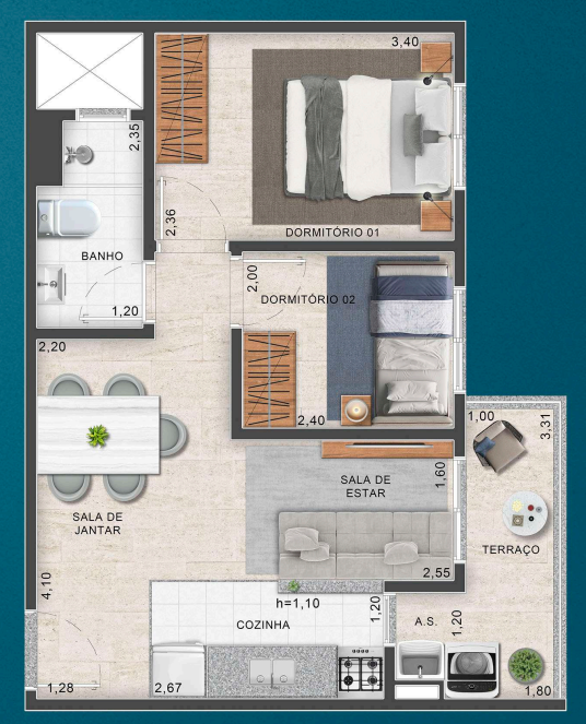 Apartamento à venda com 42m², 2 quartos sem vaga - 7