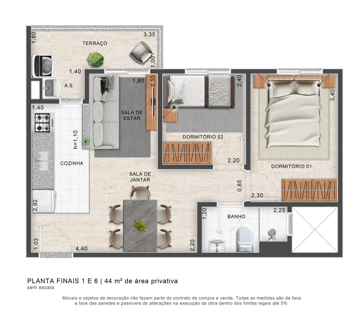 Apartamento à venda com 44m², 2 quartos com vaga - 21