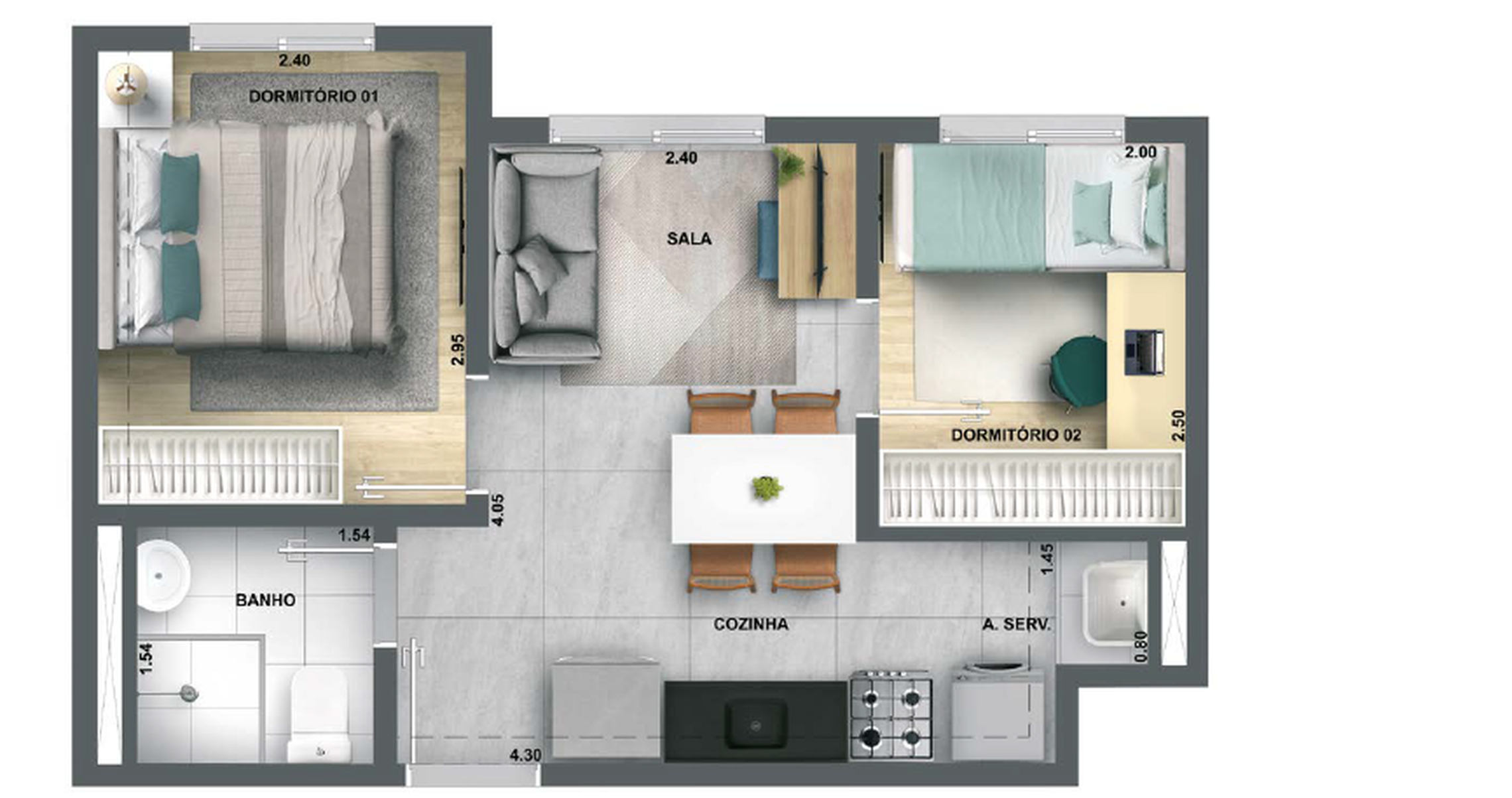 Apartamento à venda com 32m², 2 quartos sem vaga - 12