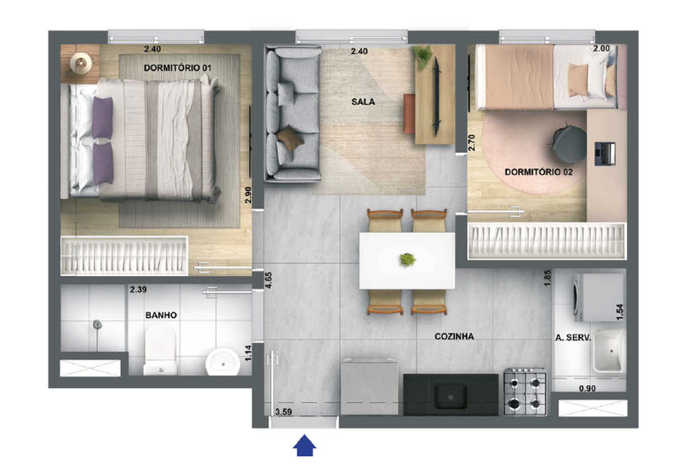 Apartamento à venda com 34m², 2 quartos sem vaga - 12
