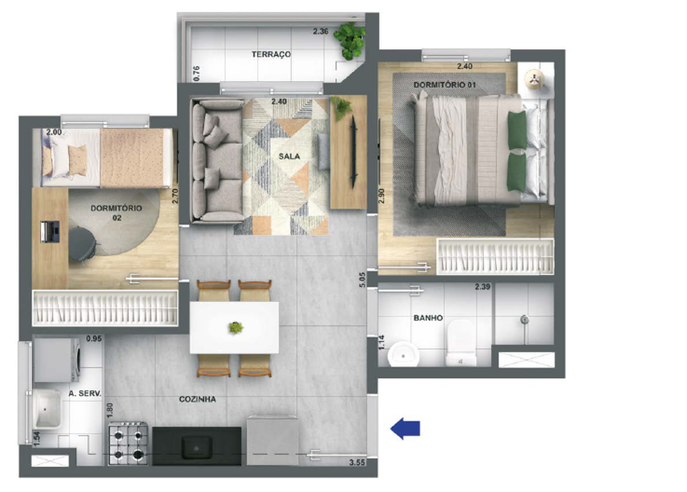 Apartamento à venda com 38m², 2 quartos sem vaga - 12