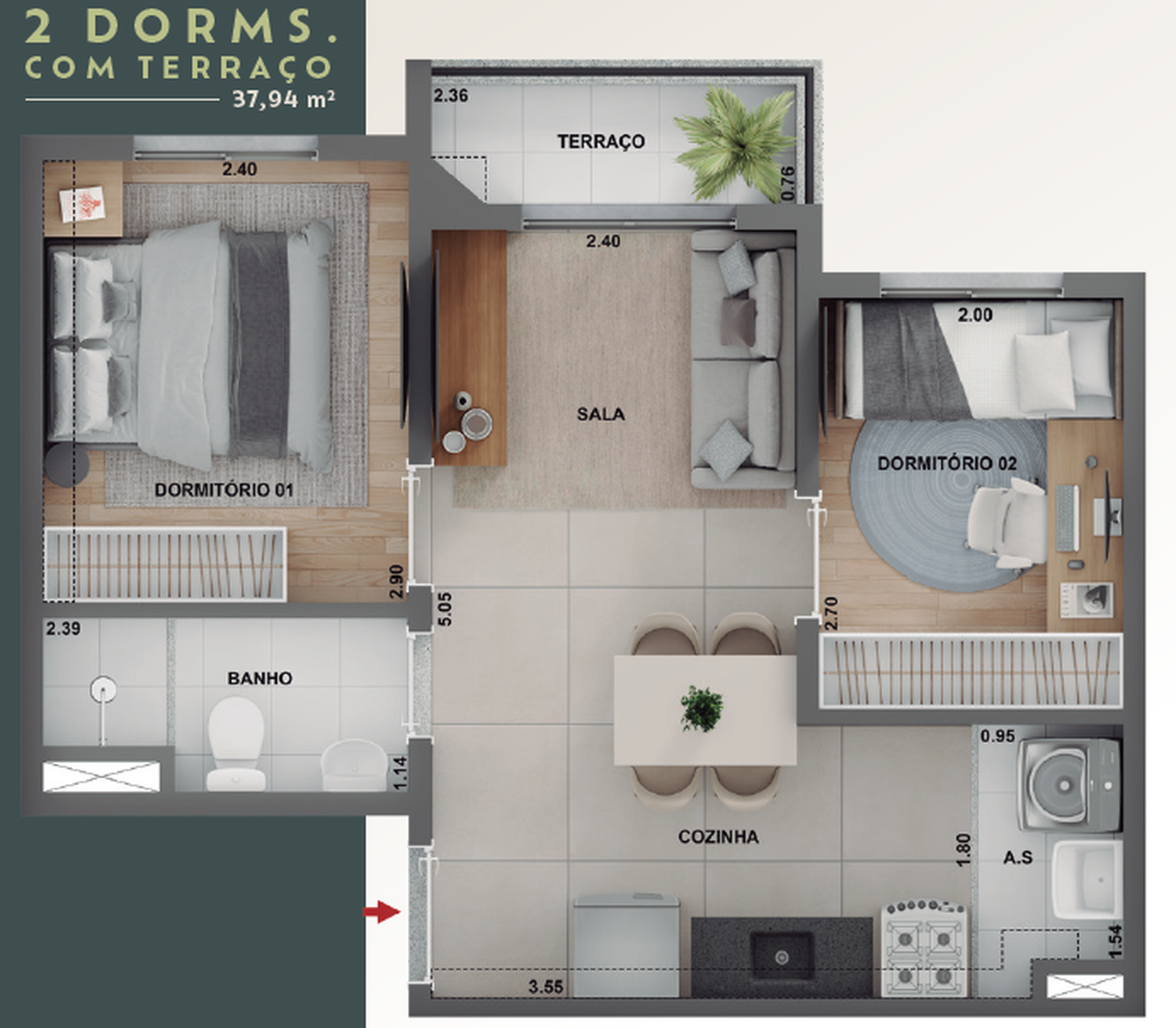 Apartamento à venda com 38m², 2 quartos sem vaga - 10