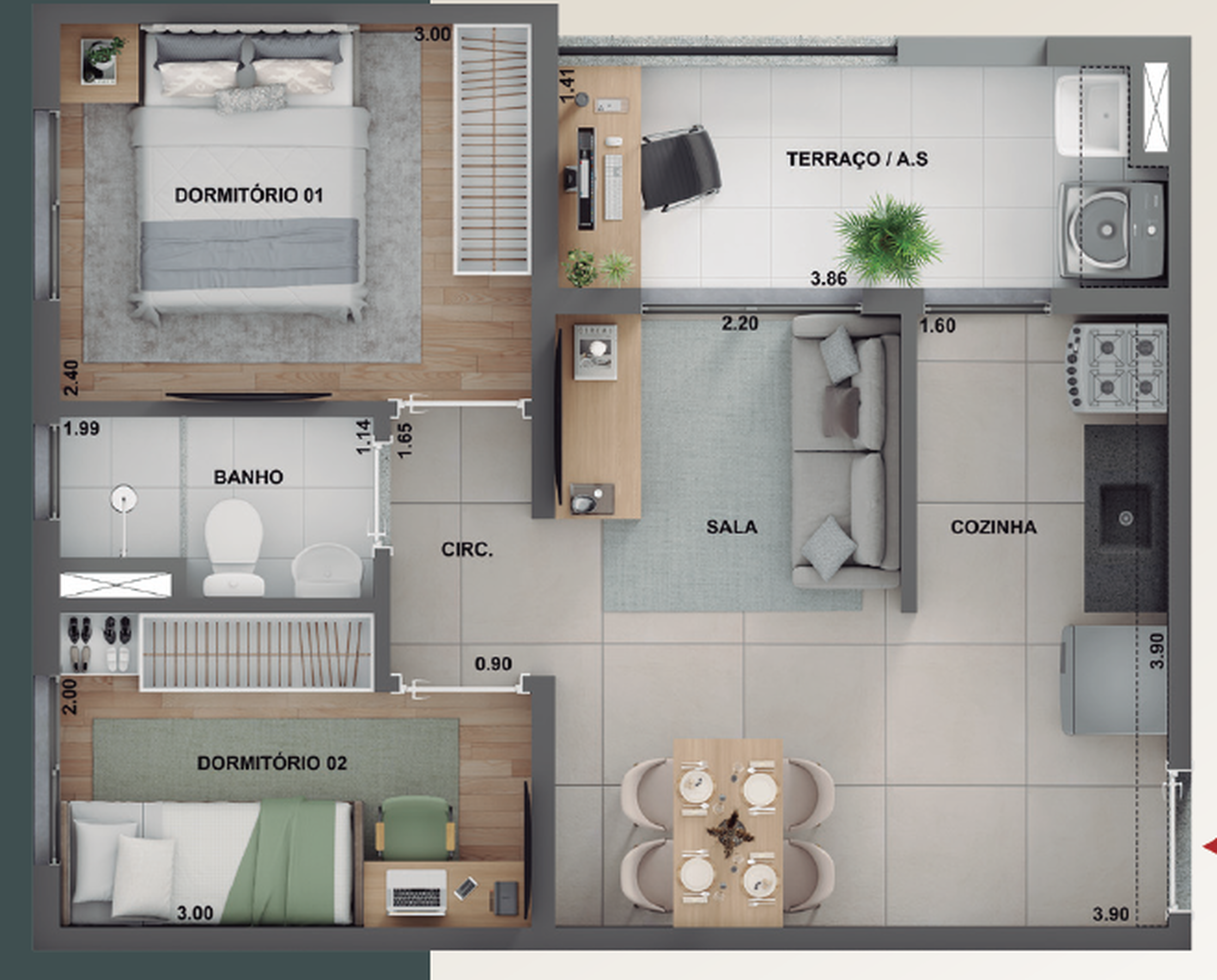 Apartamento à venda com 42m², 2 quartos sem vaga - 10