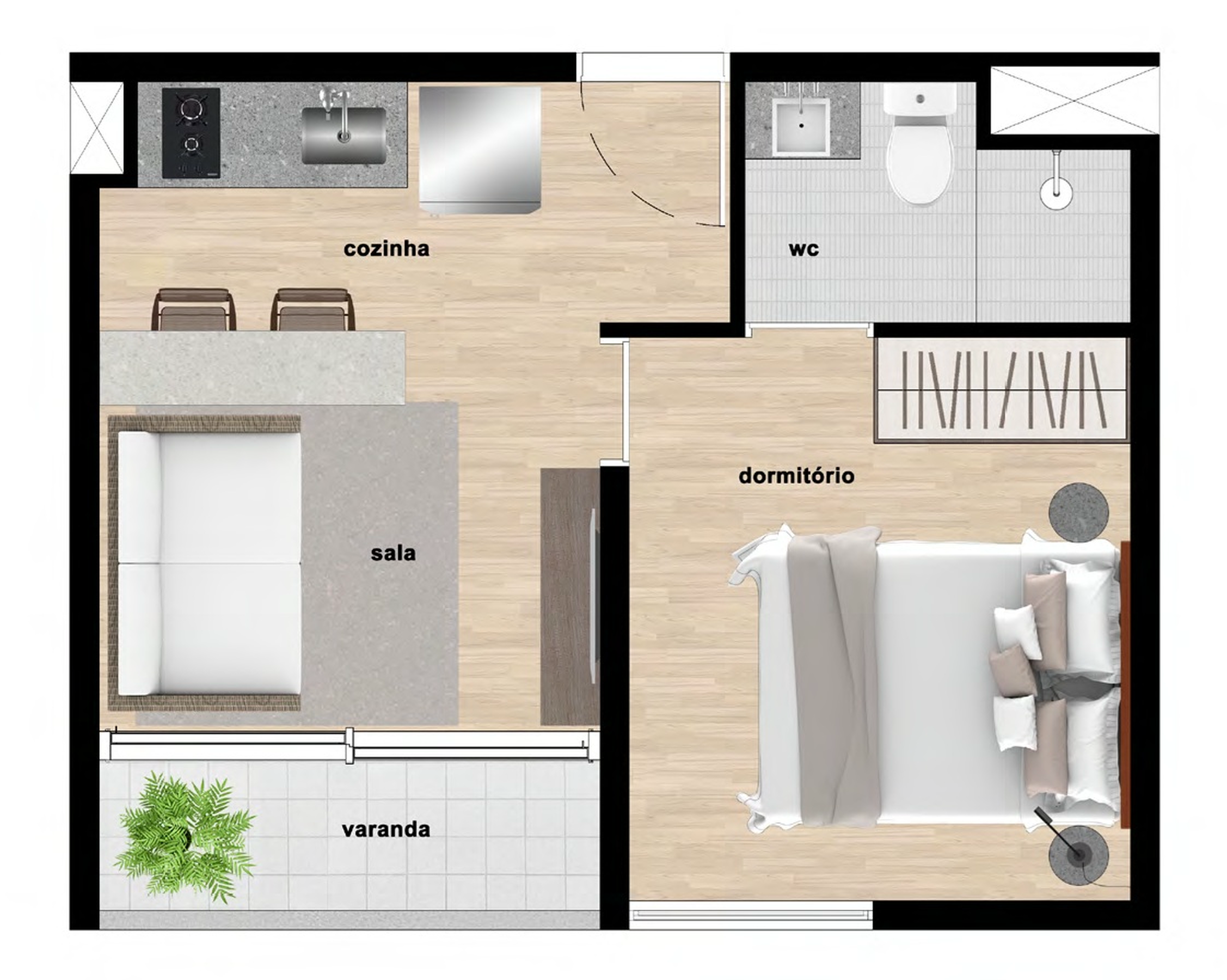Apartamento à venda com 24m², 1 quarto sem vaga - 19