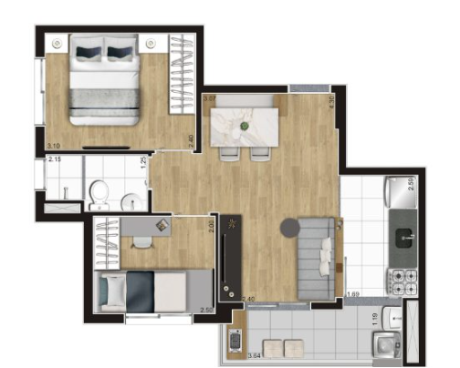 Apartamento à venda com 42m², 1 quarto com vaga - 9