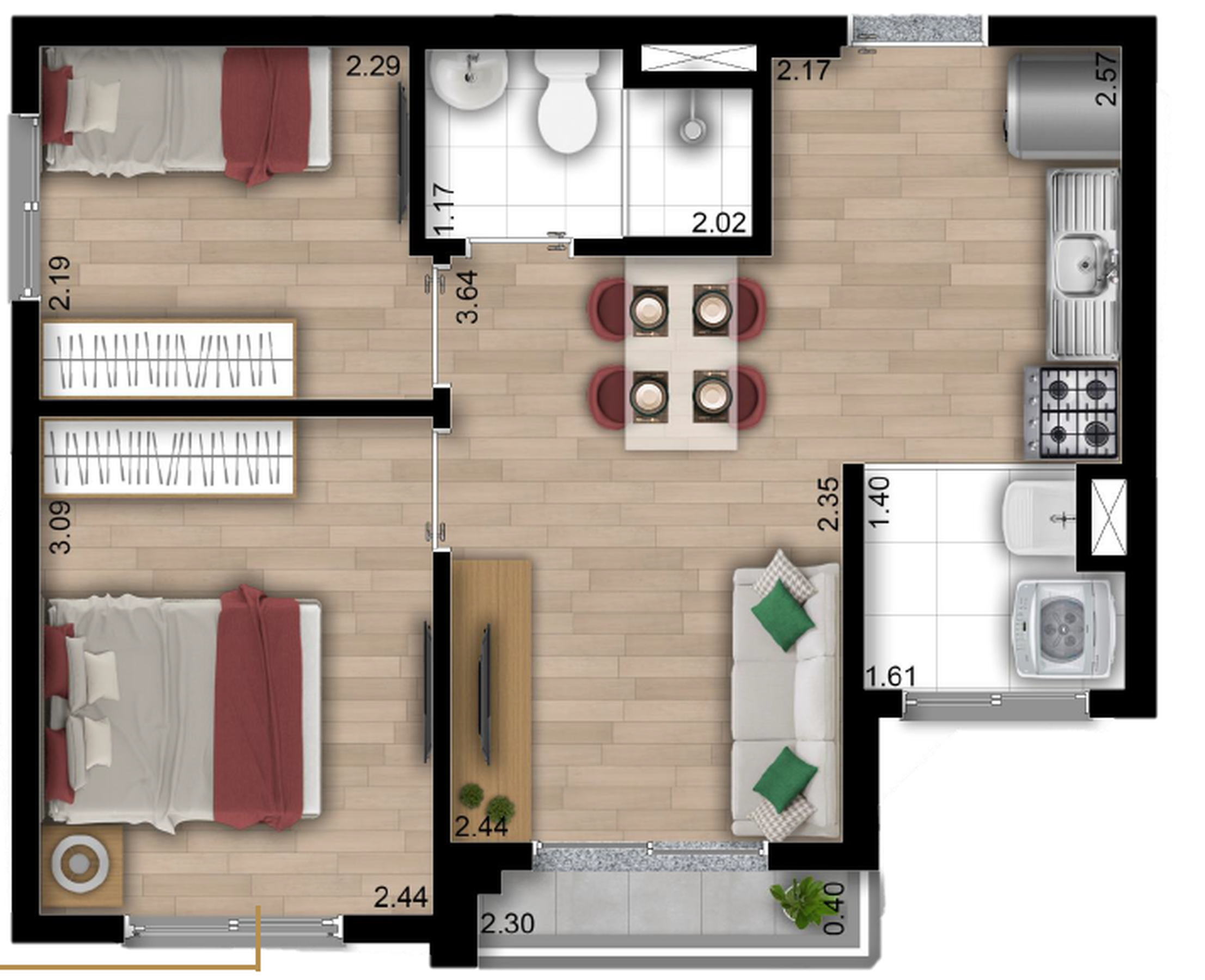 Apartamento à venda com 38m², 2 quartos sem vaga - 8