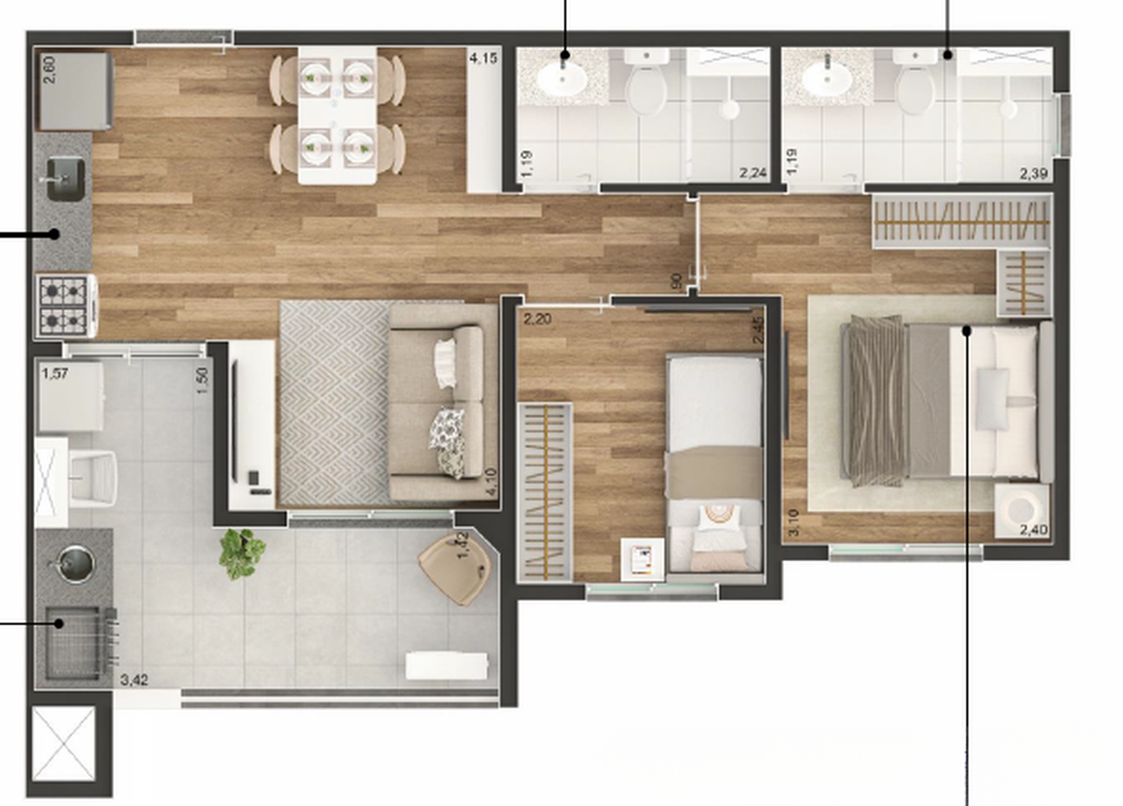 Apartamento à venda com 49m², 2 quartos com vaga - 24