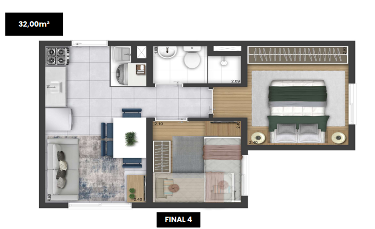 Apartamento à venda com 32m², 2 quartos sem vaga - 15