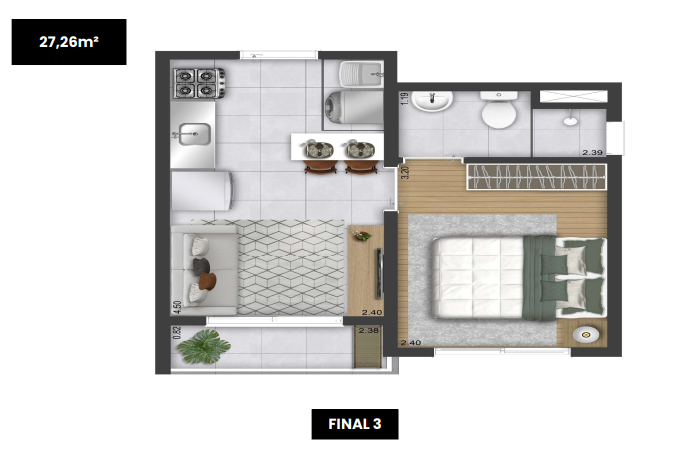 Apartamento à venda com 27m², 1 quarto sem vaga - 15