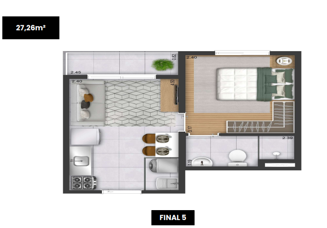Apartamento à venda com 27m², 1 quarto sem vaga - 16