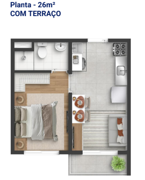 Apartamento à venda com 26m², 1 quarto sem vaga - 13