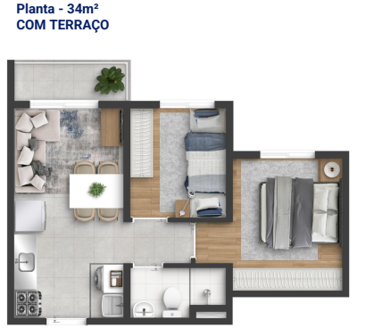 Apartamento à venda com 34m², 2 quartos sem vaga - 13