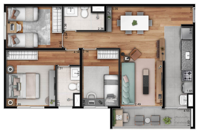 Apartamento à venda com 76m², 3 quartos com vaga - 18