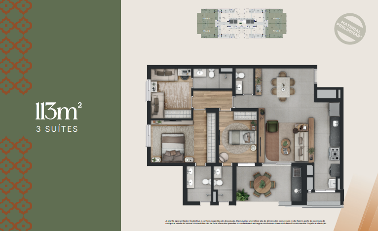 Apartamento à venda com 113m², 3 quartos com vaga - 23