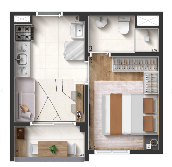 Apartamento à venda com 25m², 1 quarto sem vaga - 20