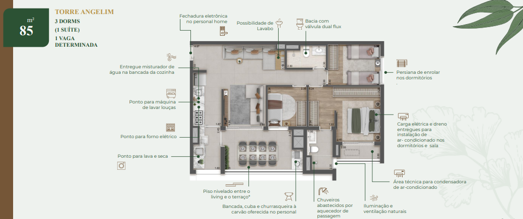 Apartamento à venda com 85m², 3 quartos com vaga - 26