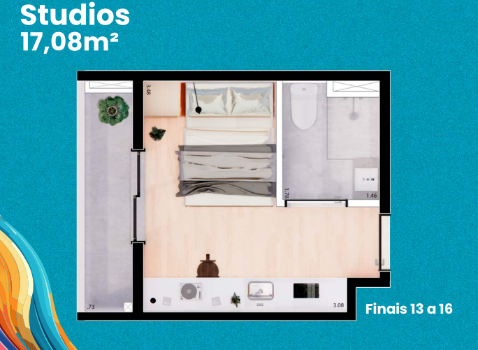 Studio à venda com 17m², 0 quartos sem vaga - 12
