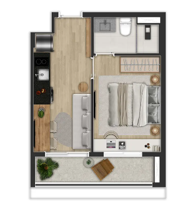 Apartamento à venda com 30m², 1 quarto sem vaga - 5