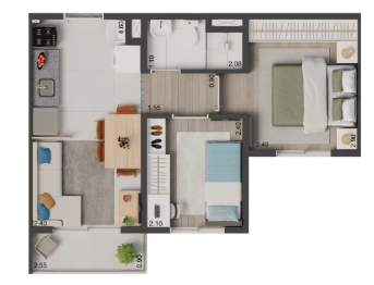 Apartamento à venda com 37m², 2 quartos sem vaga - 34