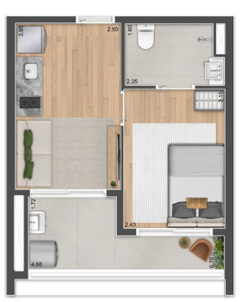 Apartamento à venda com 33m², 1 quarto sem vaga - 23