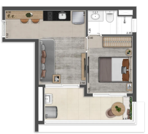 Apartamento à venda com 37m², 1 quarto sem vaga - 23