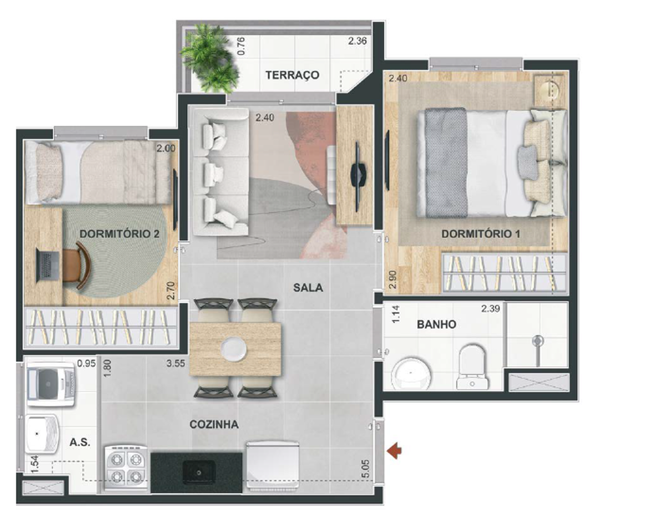 Apartamento à venda com 38m², 2 quartos com vaga - 22