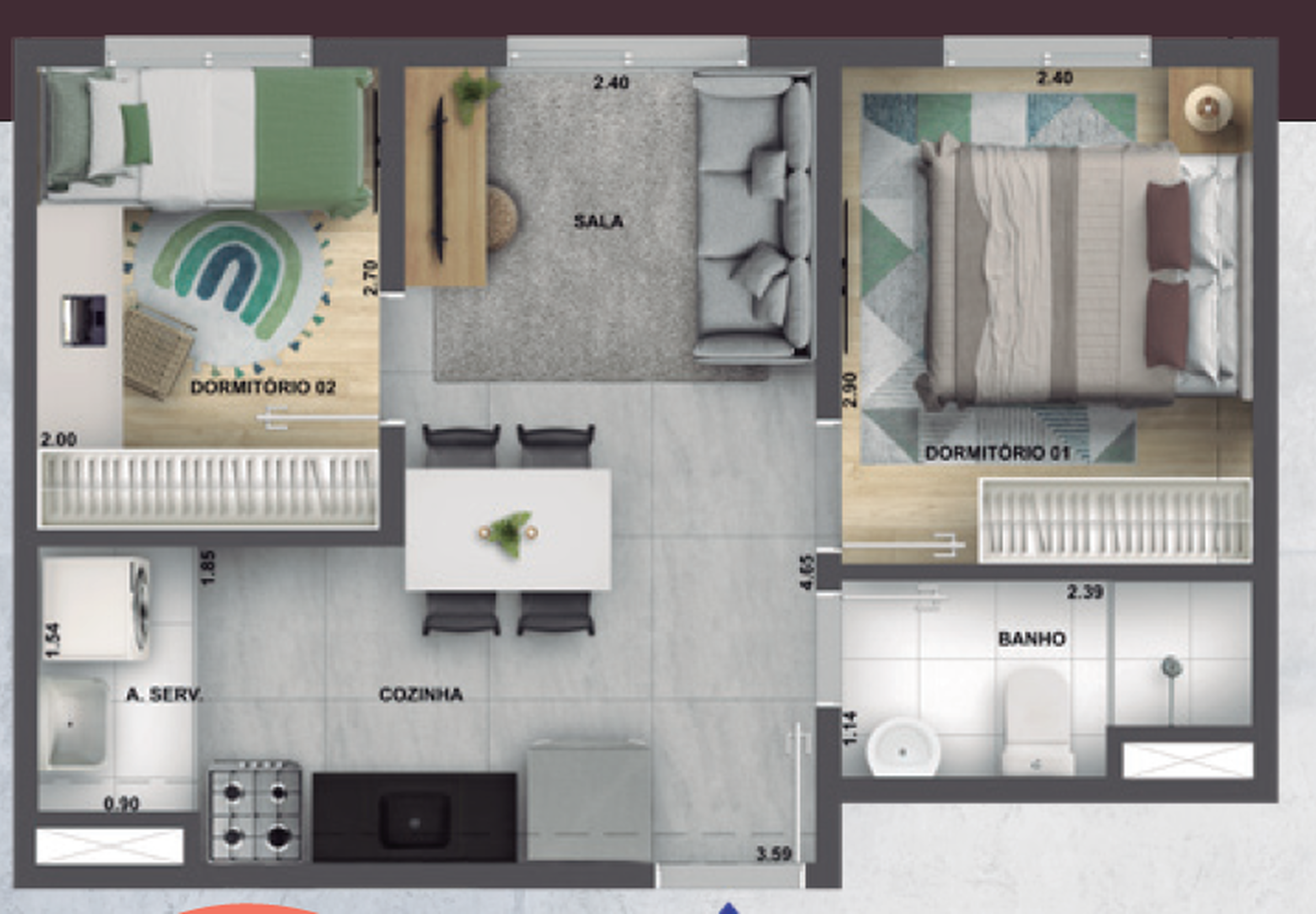 Apartamento à venda com 35m², 2 quartos sem vaga - 15