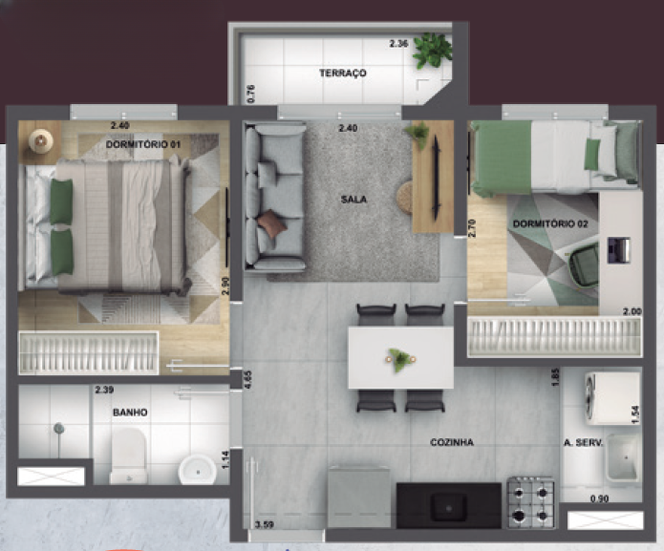 Apartamento à venda com 37m², 2 quartos sem vaga - 14