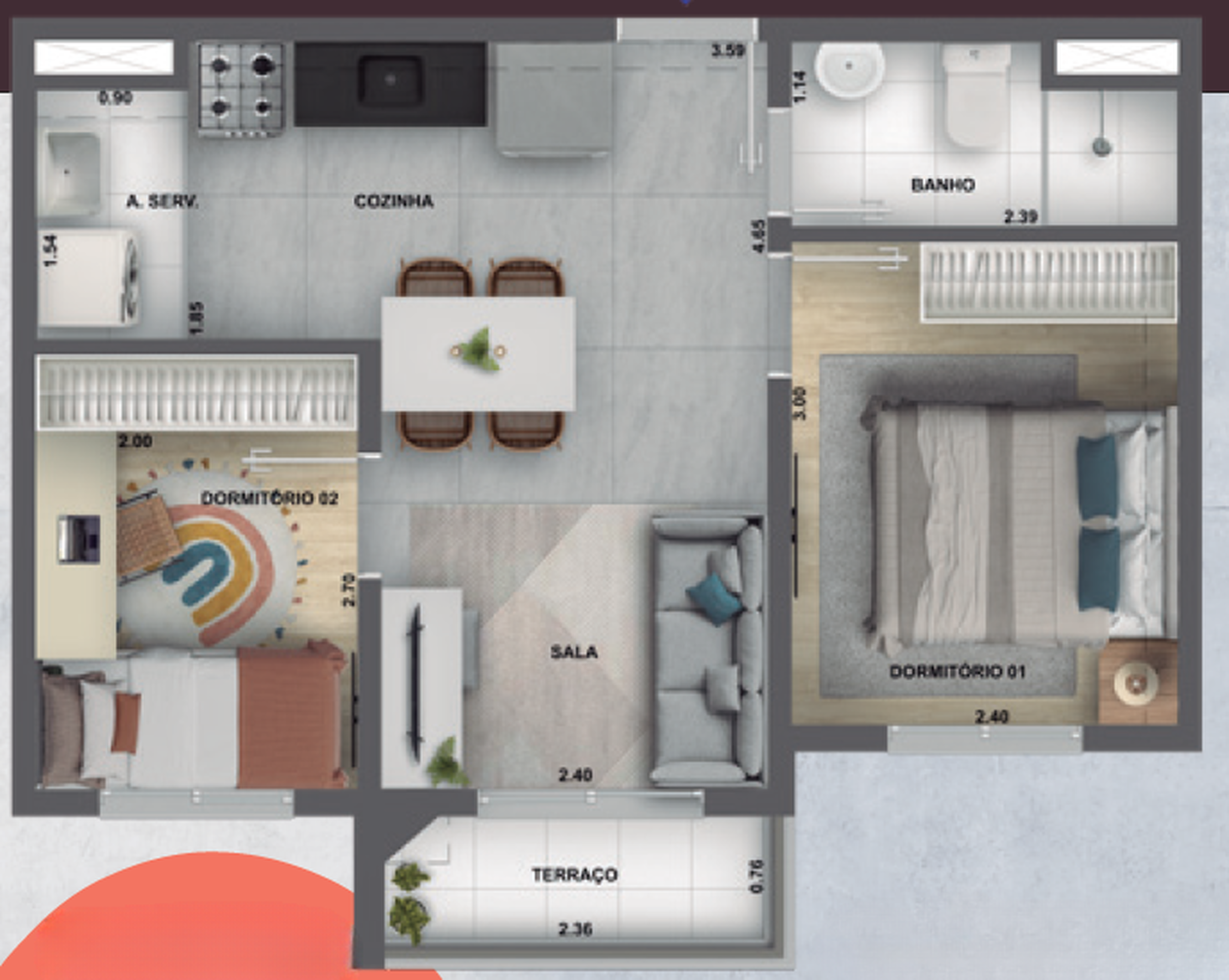 Apartamento à venda com 37m², 2 quartos sem vaga - 15