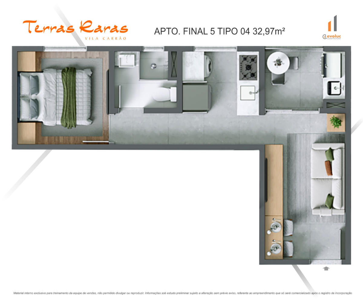 Apartamento à venda com 32m², 1 quarto sem vaga - 12