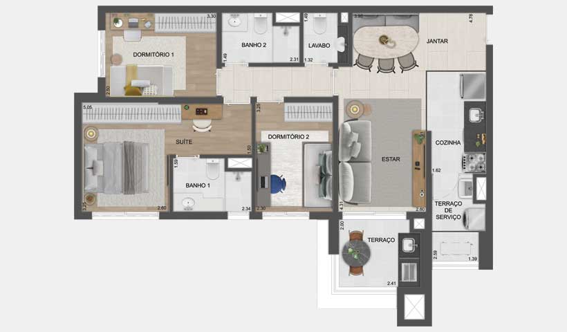 Apartamento à venda com 89m², 3 quartos com vaga - 43