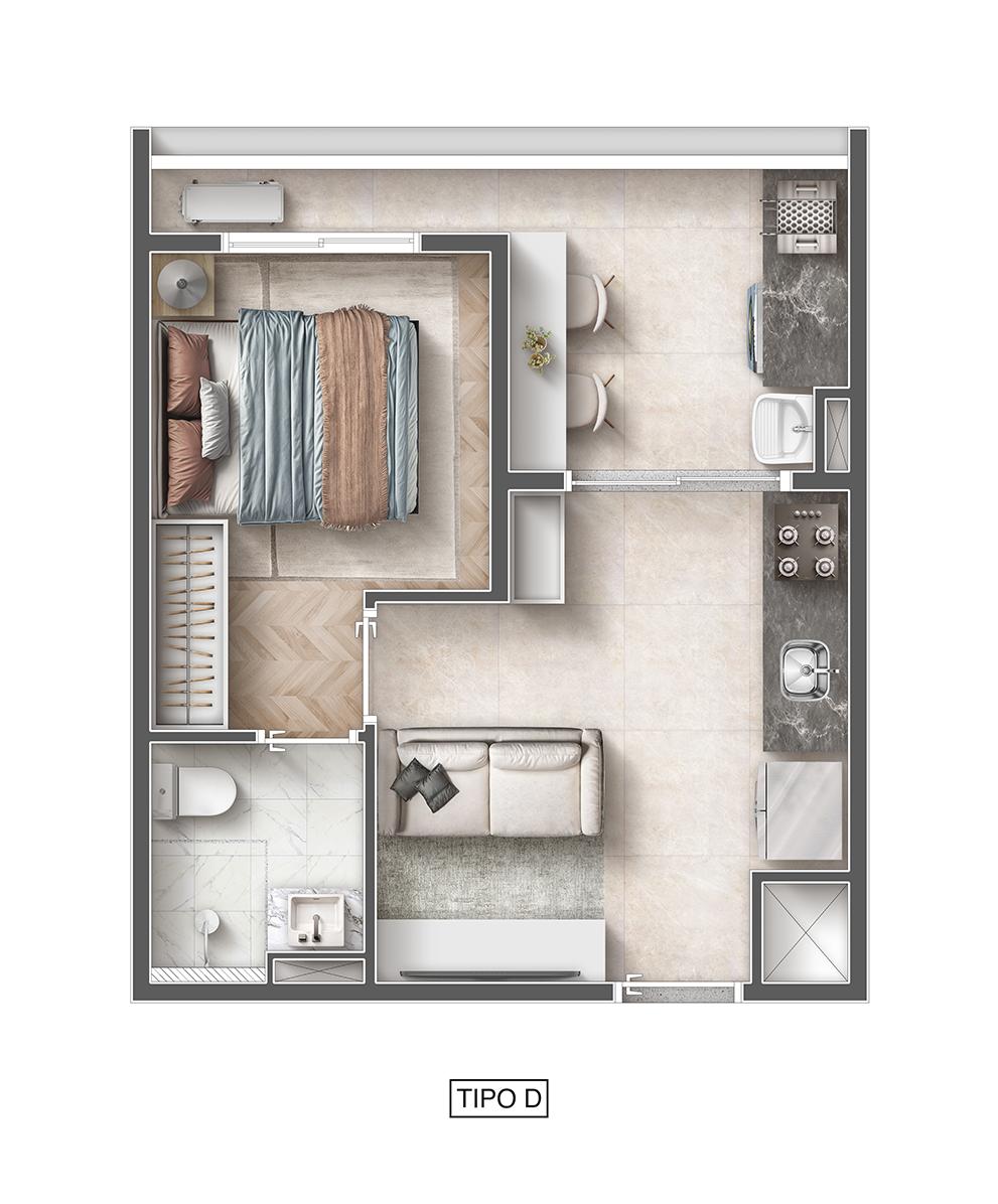 Apartamento à venda com 30m², 1 quarto sem vaga - 25