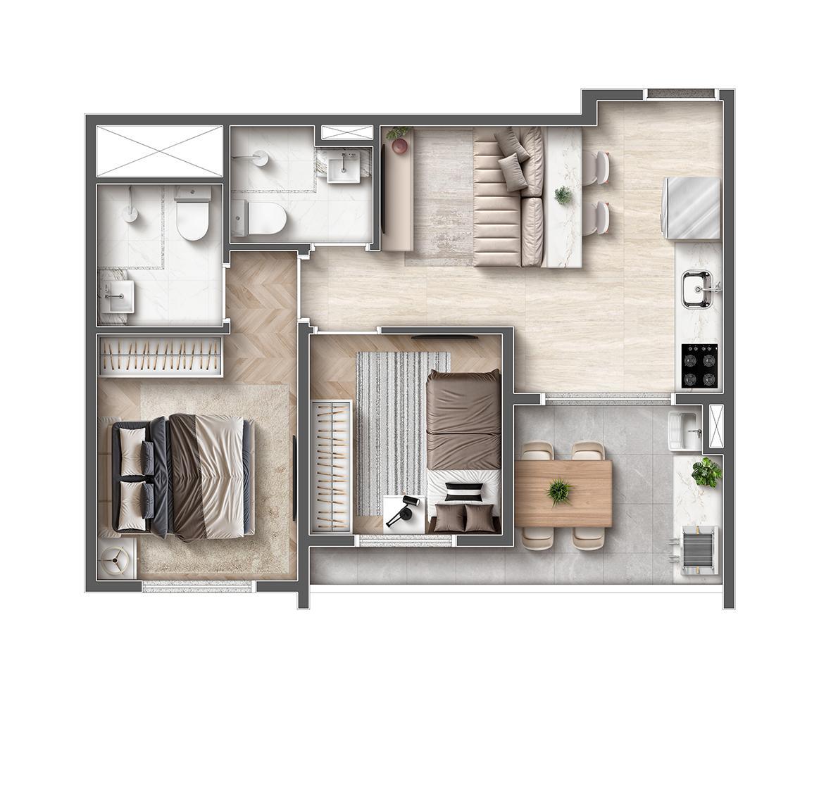 Apartamento à venda com 43m², 2 quartos sem vaga - 26