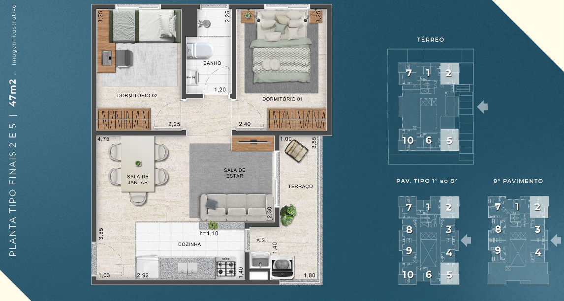 Apartamento à venda com 47m², 2 quartos com vaga - 7