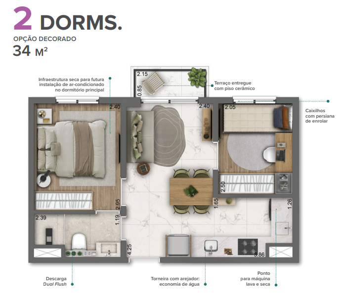 Apartamento à venda com 34m², 2 quartos sem vaga - 26