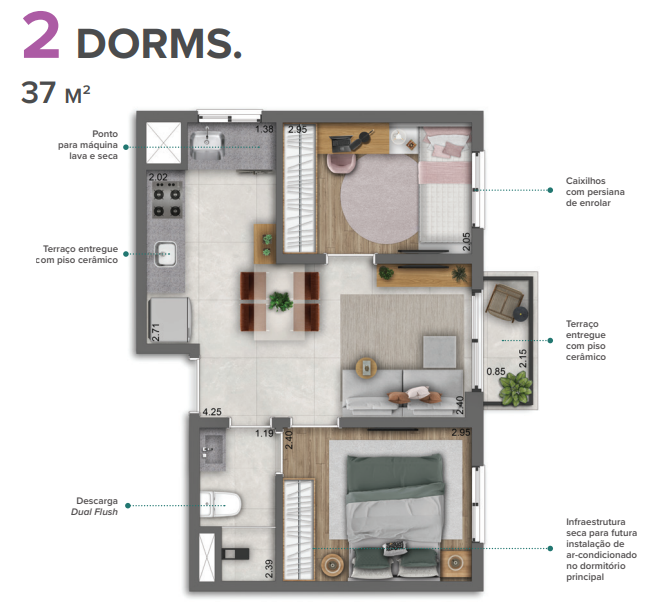 Apartamento à venda com 37m², 2 quartos sem vaga - 26