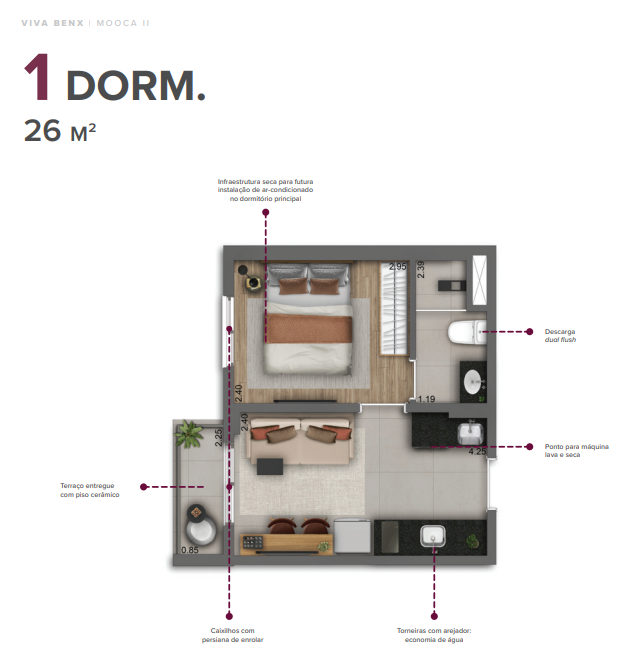Apartamento à venda com 26m², 1 quarto sem vaga - 20