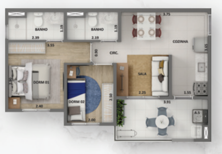 Apartamento à venda com 46m², 2 quartos com vaga - 21