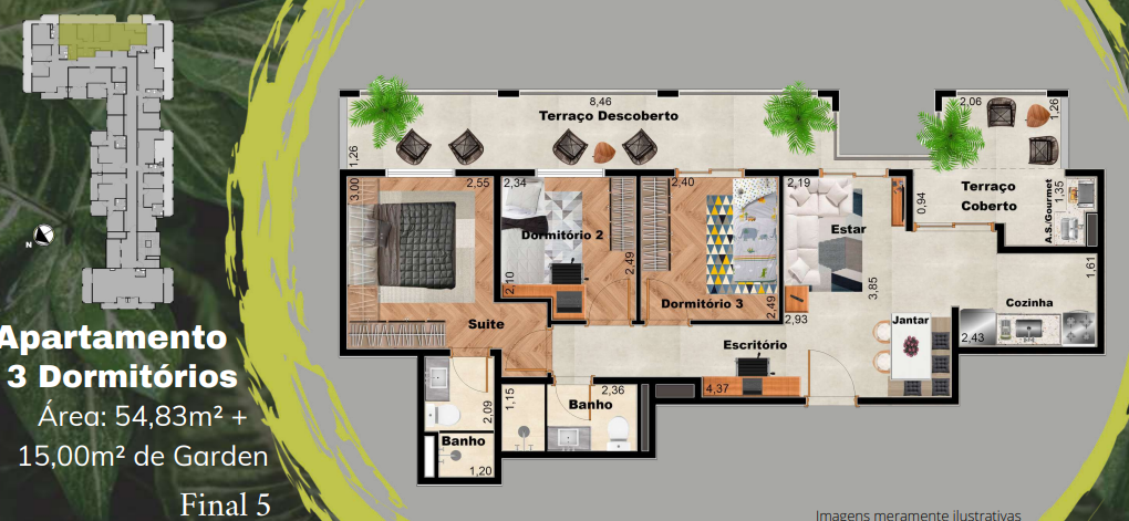 Apartamento à venda com 54m², 3 quartos sem vaga - 27