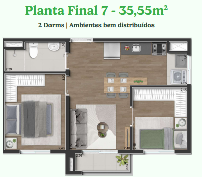 Apartamento à venda com 35m², 2 quartos sem vaga - 14