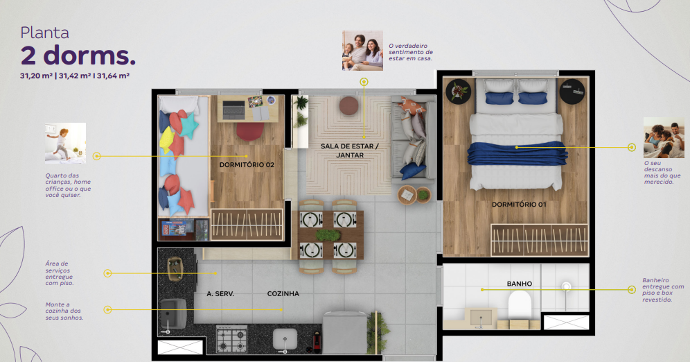 Apartamento à venda com 31m², 2 quartos com vaga - 14